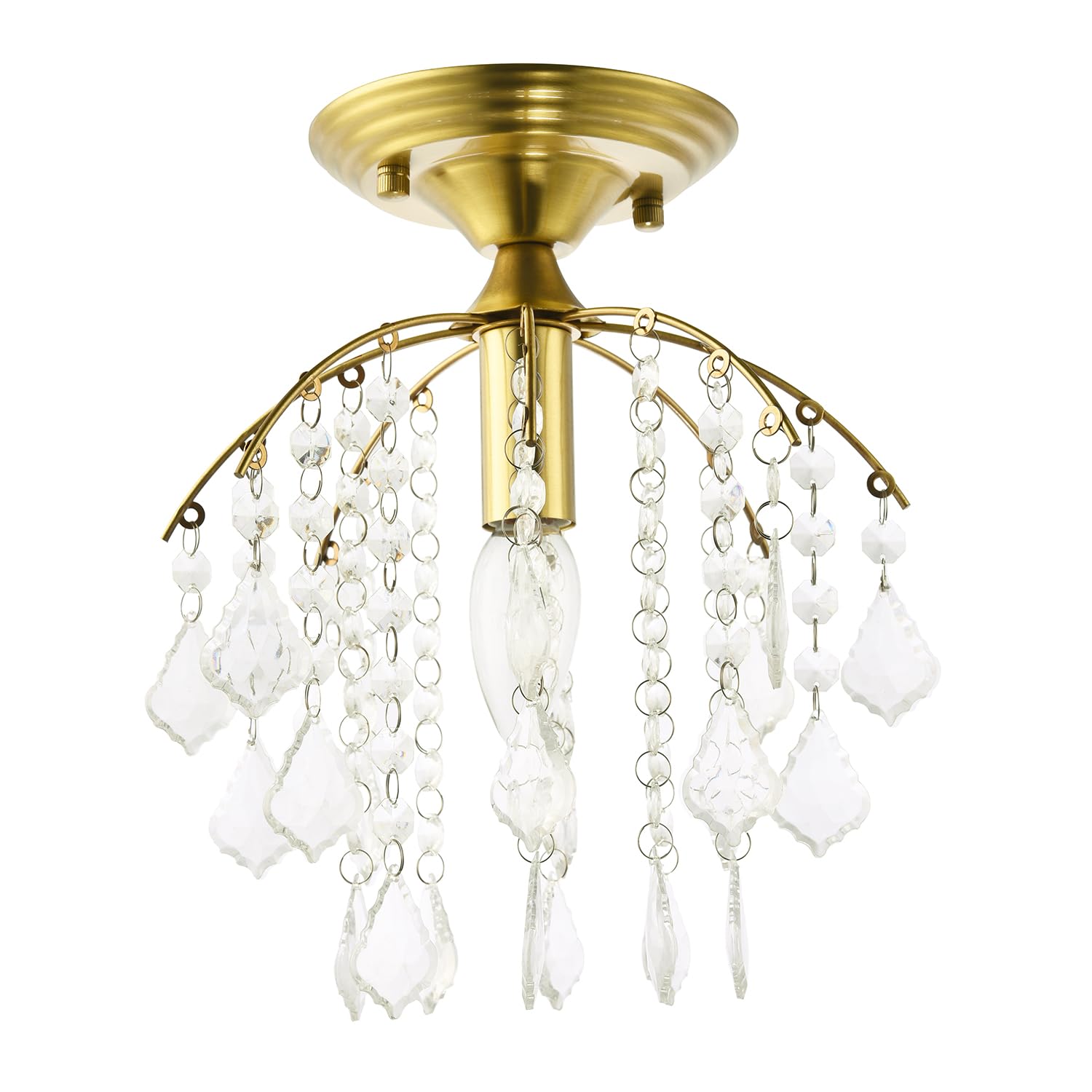 Happy Homewares Traditional Crystal Glass Waterfall Ceiling Light In Brushed Gold from B&Q
