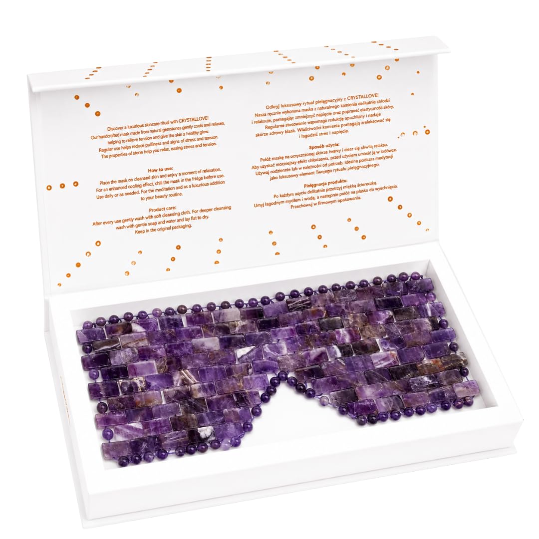 CRYSTALLOVE Amethyst Gesichts- und Körpermaske – Kühlende Augenmaske gegen Schwellungen & Augenringe – Anti-Aging Beauty Tool für Entspannung, Meditation & strahlende Haut