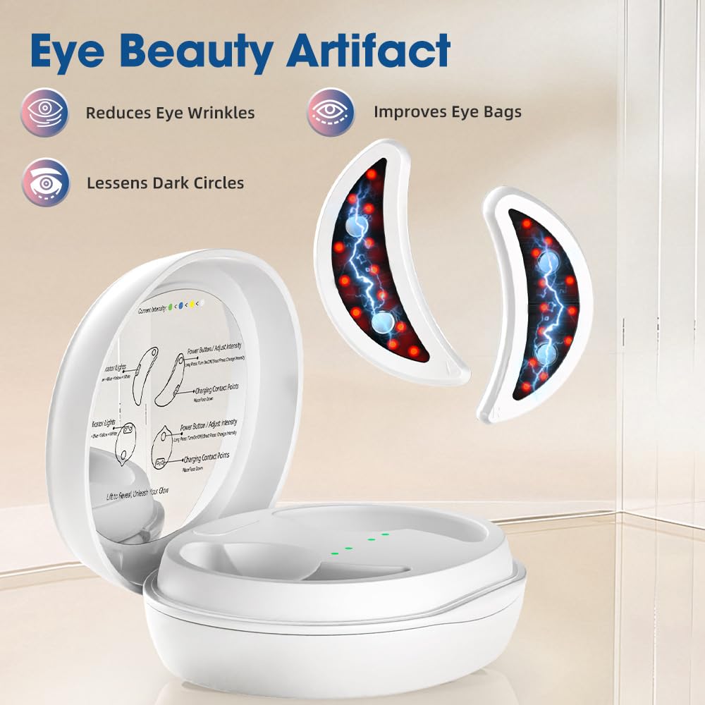 Under Eye Red Light Therapy Eye Pods,Red Light Therapy for Eyes,Microcurrent Eye Massager for Eye Bags Remover, Dark Circles and Wrinkles (A)