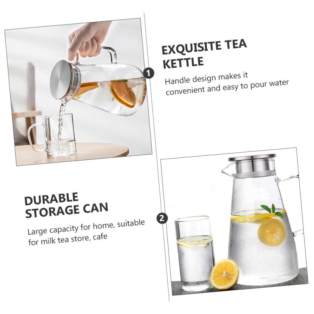 Sosoport Taza De Agua Hervida Jarra De Vidrio Transparente De Jarra De Agua Fría Para Hervir De Jugo Moderno Para Despensa De Cocina