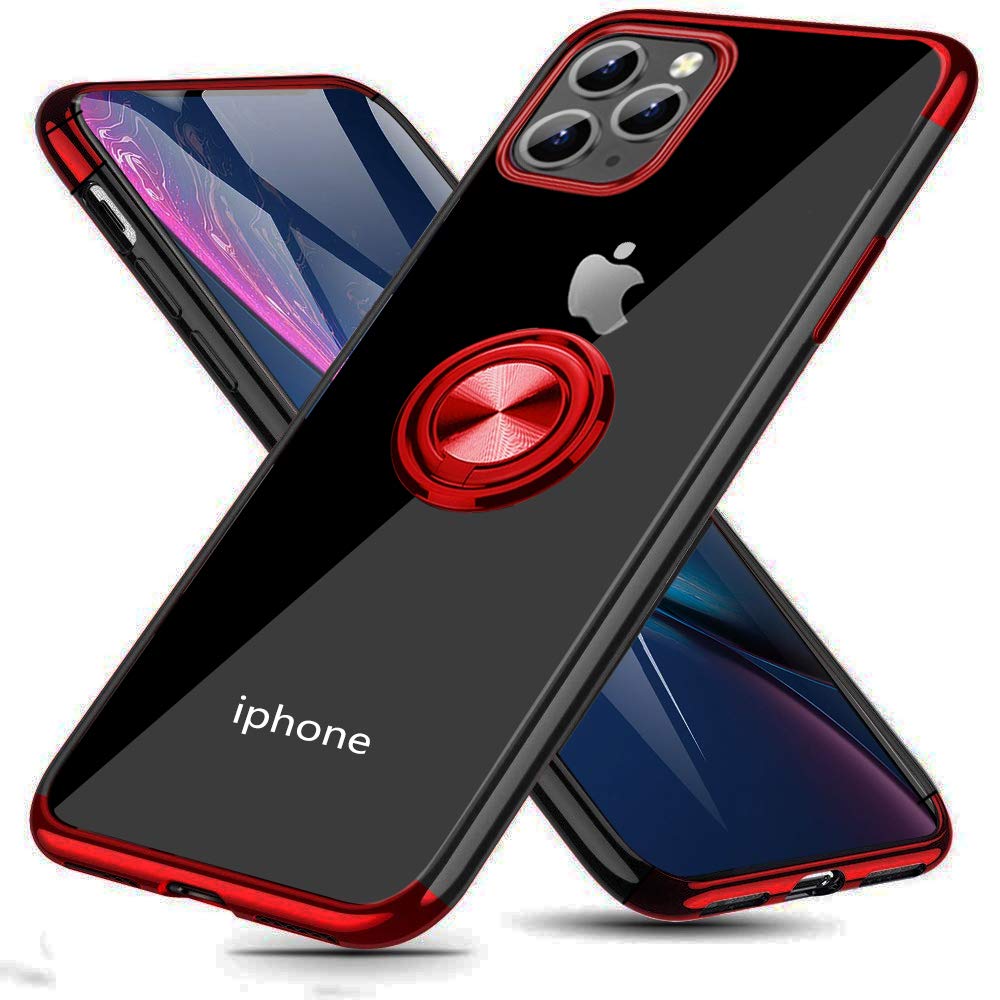 iPhone 12 Pro Max 用ケース クリア リング付 カバー レッド iPhone 12 Pro Max 用ケース クリア リング付 カバー レッド