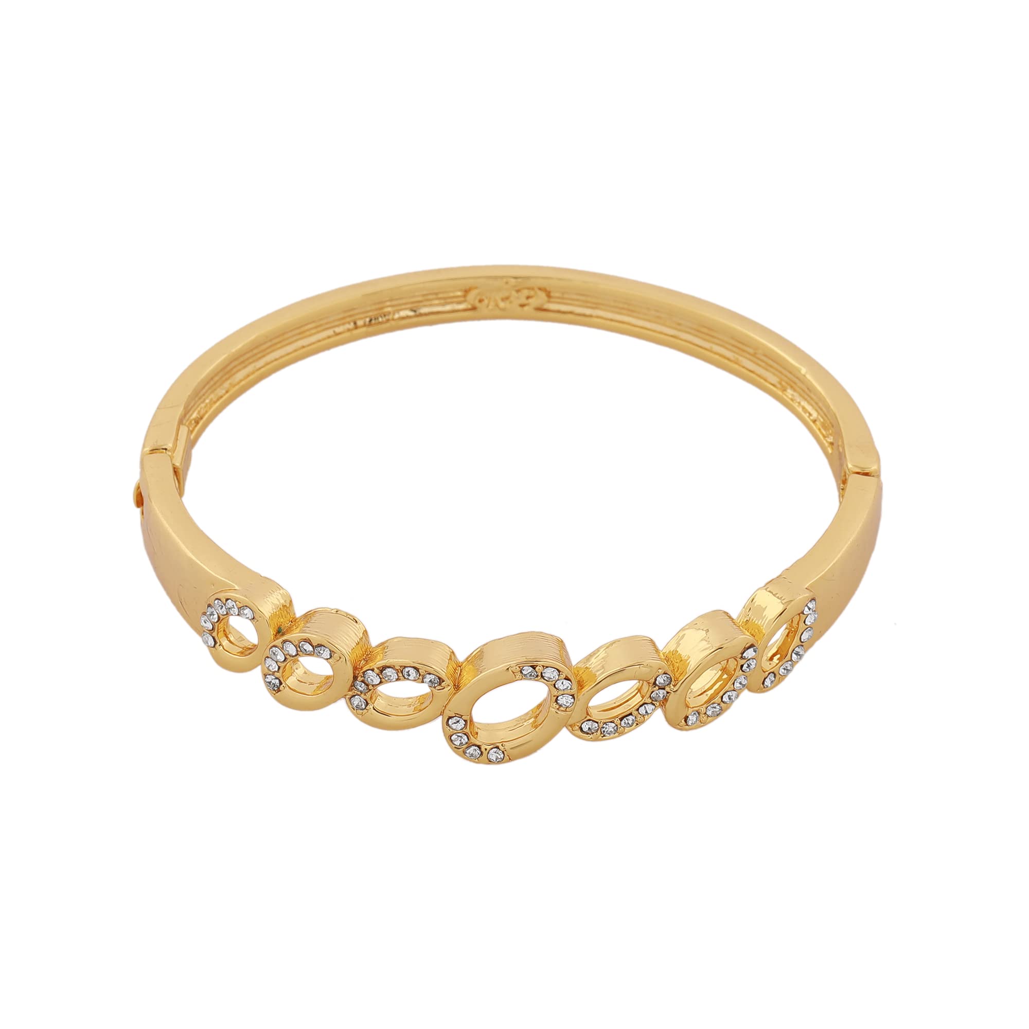 24 Kt & Silver Plated 5 Petal Flowers Cuff Bracelet