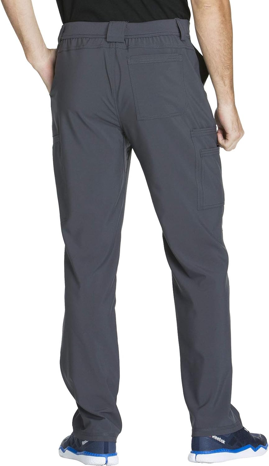 Cherokee Infinity Men Scrubs Set CK900A V-Neck Top & CK200A Fly Front Pant, Pewter- XS Top/XS Pant