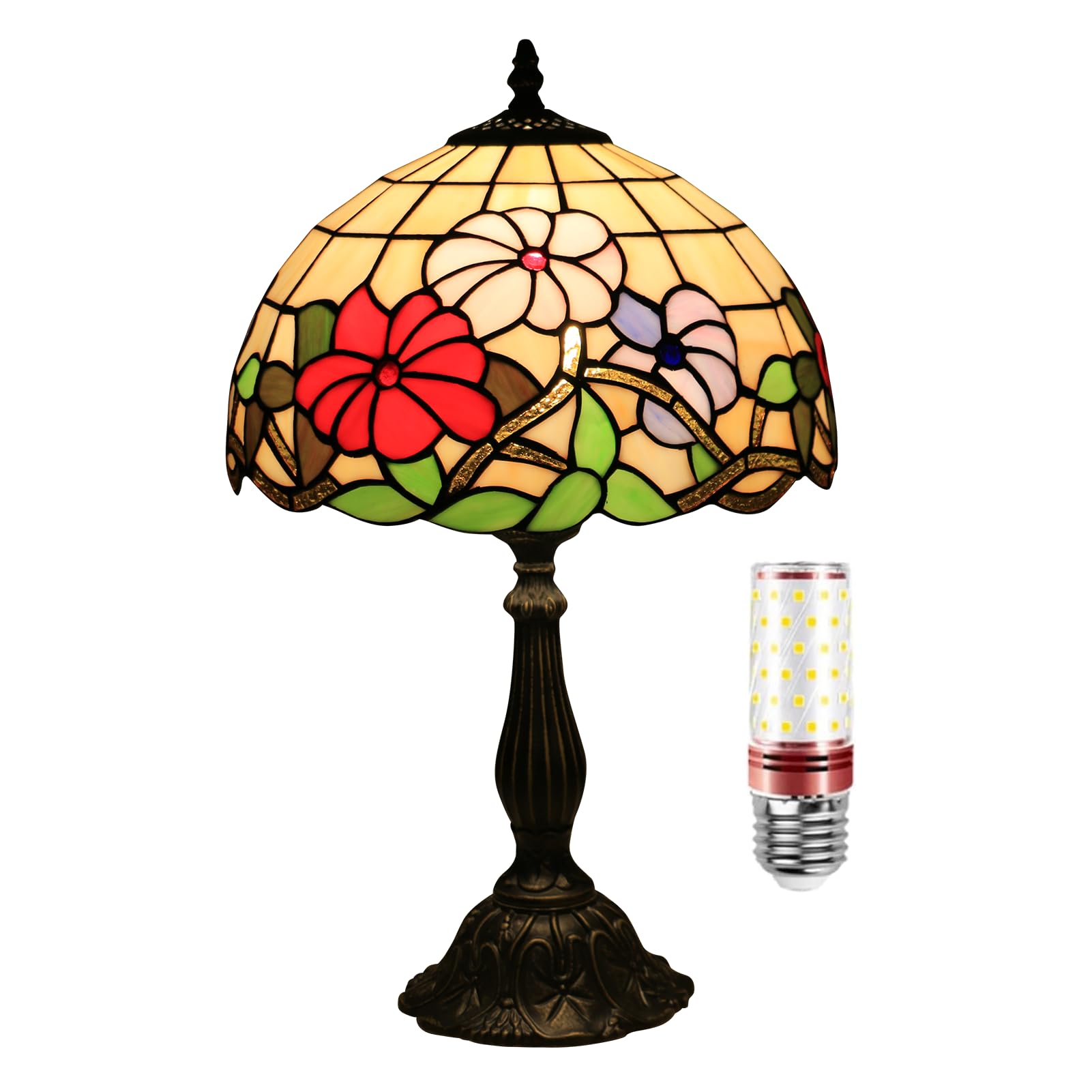 Uziqueif 12 Inch Tiffany Lamps, Vintage Table Lamp, Stained Glass Lamp, Handmade Lamp Shades, Tiffany Lights Table Lamps, Table Lamps for Lounge, Bedrooms, Living Room, Bed Lamp,C