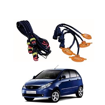 PRIKNIK LED Grille Lights Amber Yellow Grill Led with Fuse Adapter Wiring Harness Kit (4PCS, Amber Shell with Amber Light) Compatible with Indica