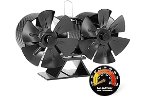 Non-Electric Dual Motor Fireplace Fans for Wood Burning Stoves with Thermometer and Accessories
