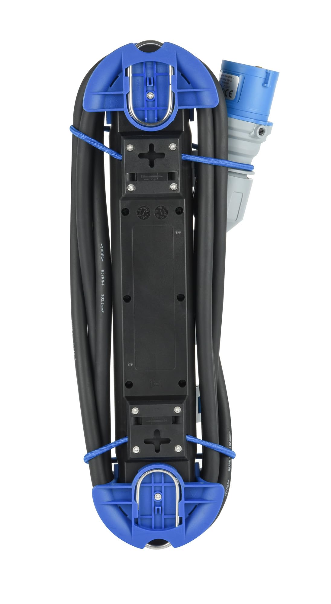 Electraline 62582 Professionelle Steckdosenleiste/Verlängerung für den Außenbereich IP44, CEE-Stecker,4-Fach (4 CEE Steckdosen 2P+E), 3 M Gummikabel H07RN-F 3G2.5, geeignet für Camping