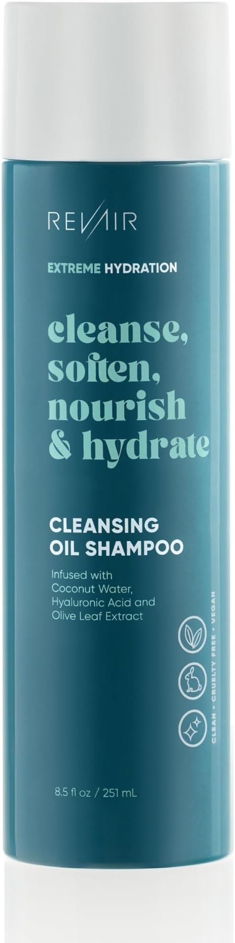 RevAir Cleansing Oil - Clarifying Shampoo for Curly Hair Infused with Coconut Water, Hyaluronic Acid & Olive Leaf Extract - Detox Shampoo for Product Build Up - Vegan & Cruelty Free (16 Fl Oz)