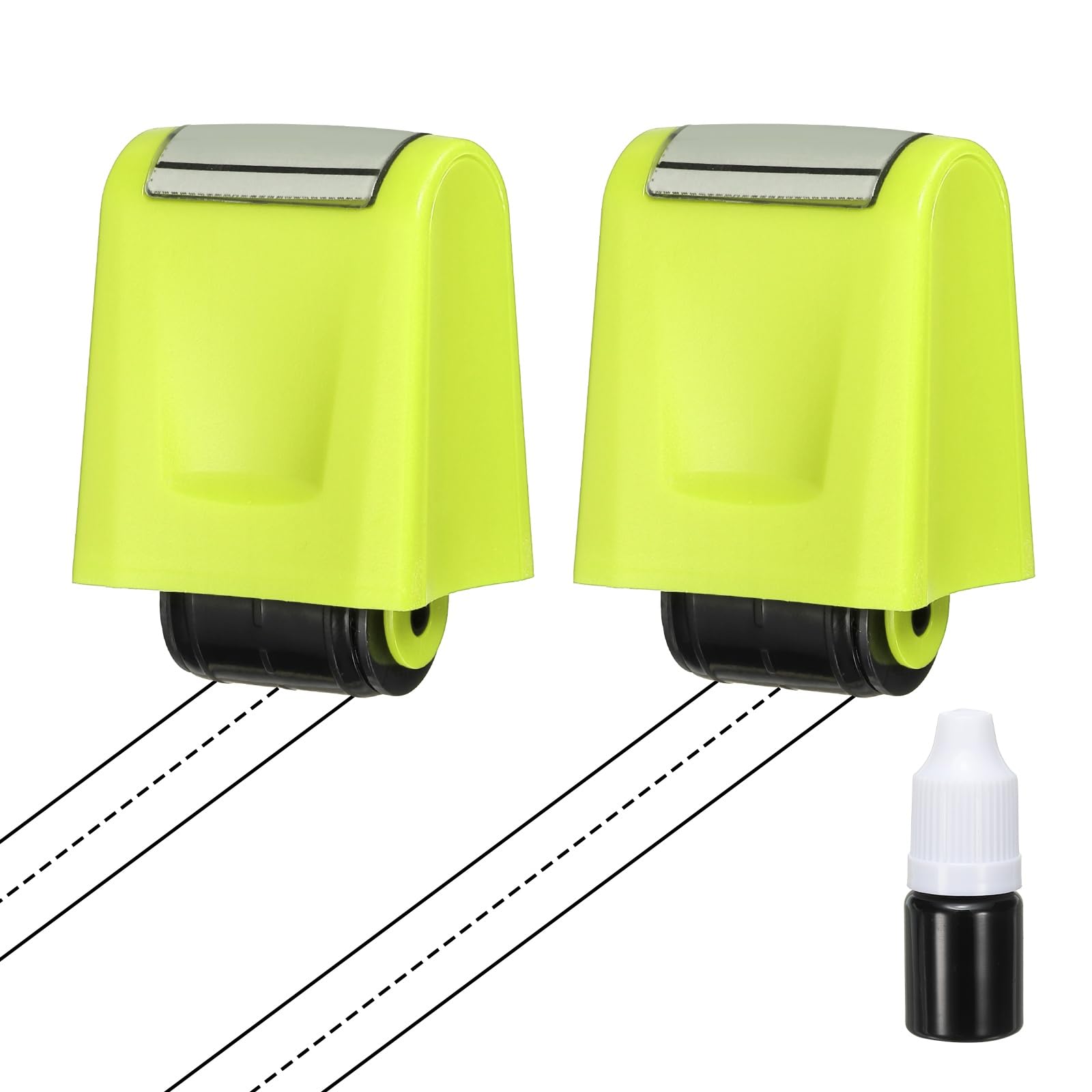 PATIKIL 2Pcs Dashed Handwriting Lines Practice Roller Stamp, Self Inking Line Rolling Stamps Sentence Strips Handwriting Practice for Teachers Classroom Office Home, Green