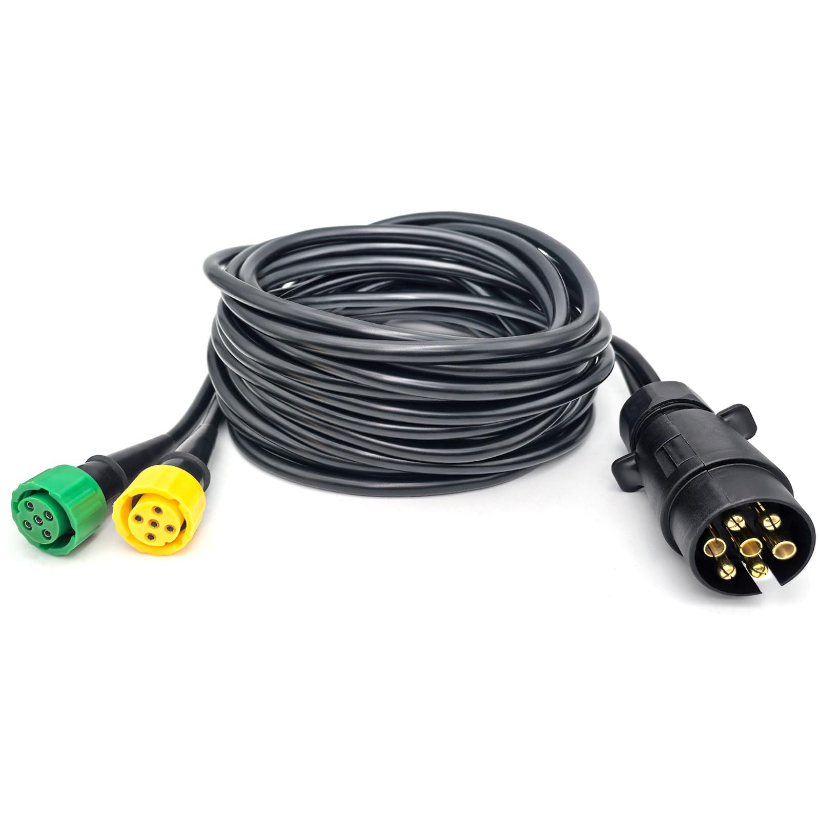 5M Kit Faisceau Prise de Remorque à 7 Broches vers Double Prise à Baïonnette à 5 Broches pour Feux de Remorque à 7 Pin - 12V 24V Universel - Brancher et Jouer