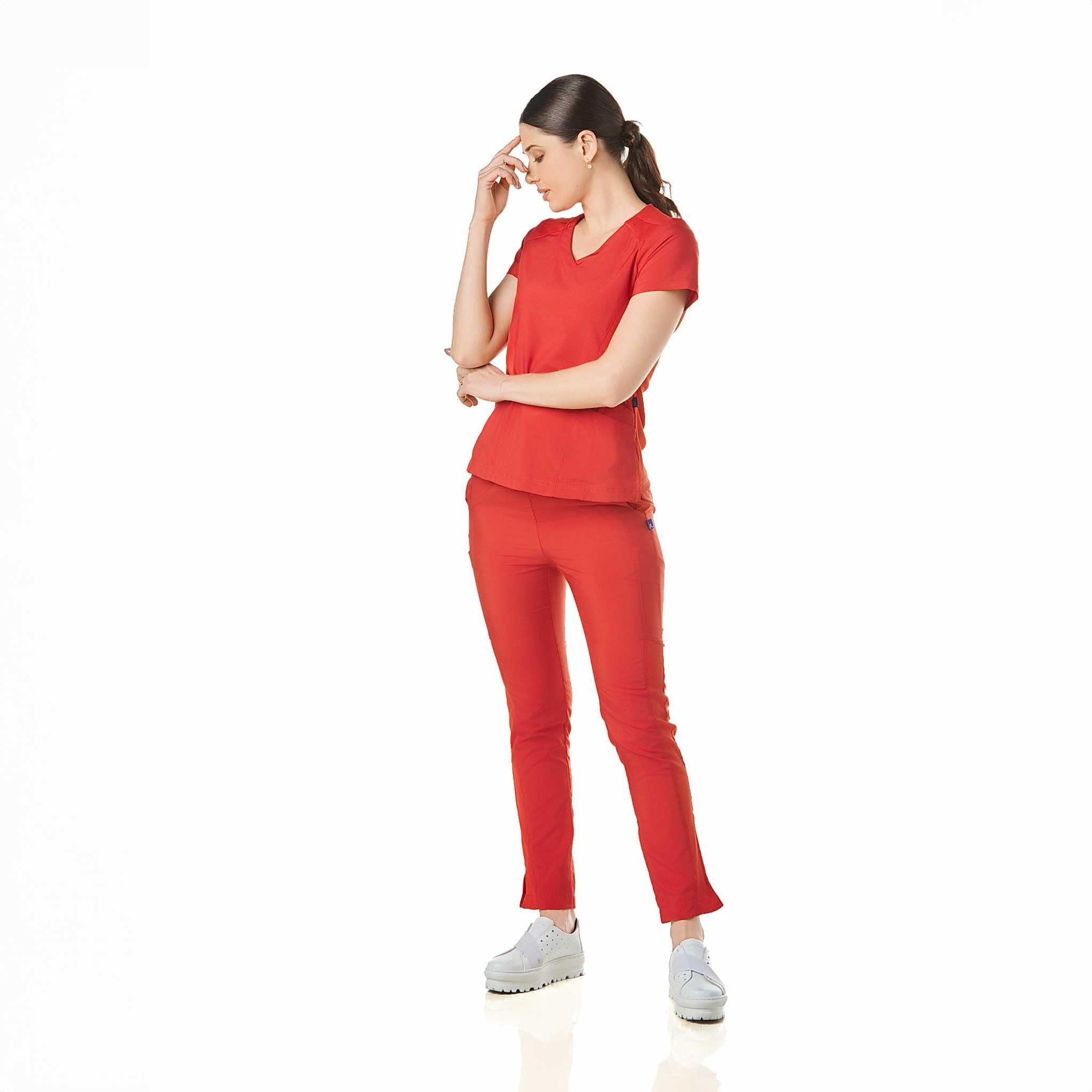 GALLANTDALE Uniforme Sanitario de Mujer Miró Casaca Cuello V Regular Fit con y Pantalón Slim Fit Recto