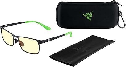 Gunnar Gafas para Videojuegos y Ordenador | Kids Gaming Glasses (age 8-12) | Razer FPS Mini, Color de Montura: Negra, Tente de Lentes: Ámbar (Bloques 65% de Luz Azul y 100% de UV) | Lente Patentada