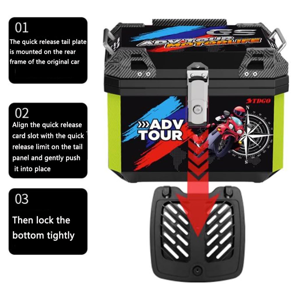 NILZA 45L Universal Baúl De Moto Top Case Scooter Equipaje, Baúl Moto Baul para Moto Impermeable Topcase Caja De Moto, 36L Capacidad Maleta Paramoto, Grande (Size : 45L Lion+Lining)