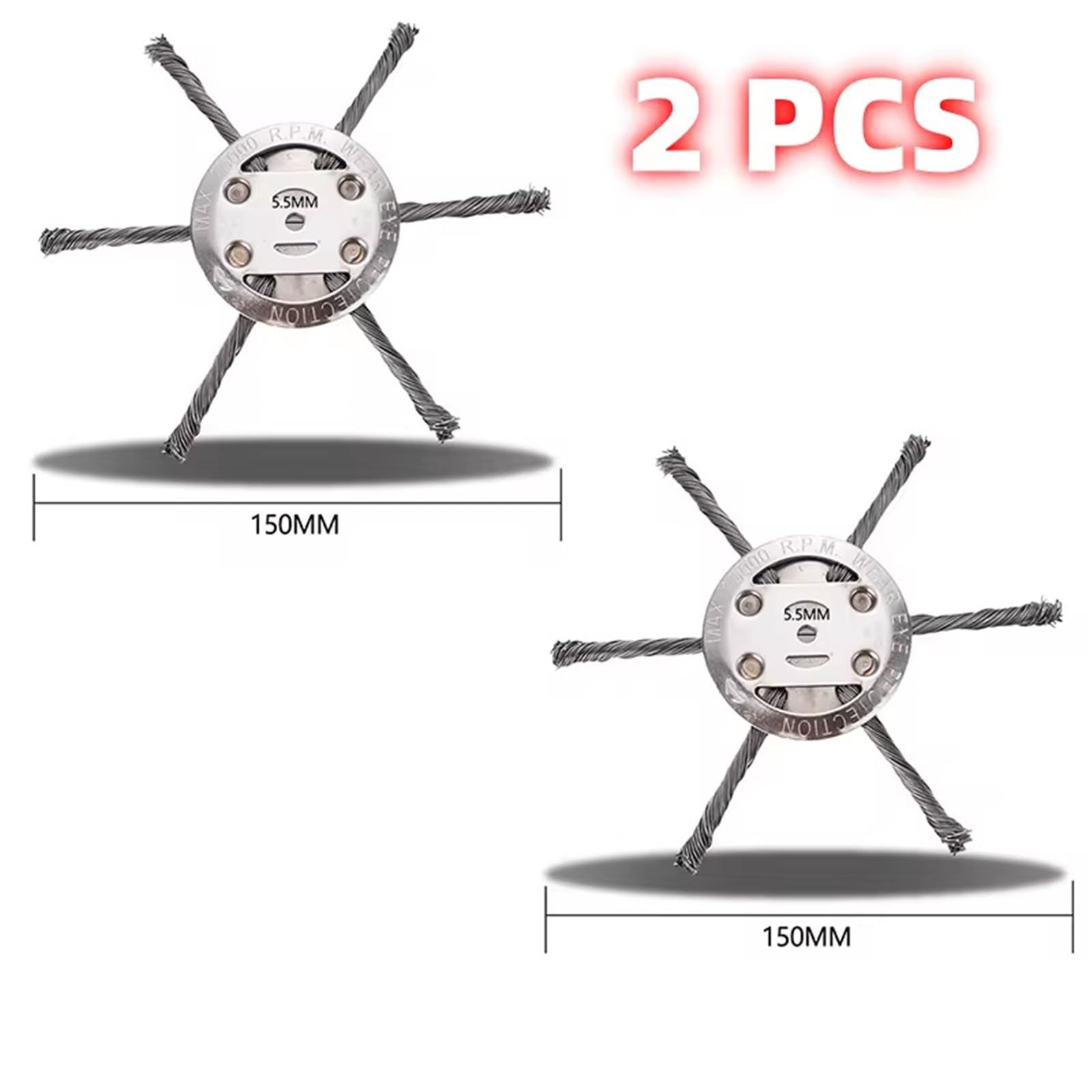 Cabezal de Cepillo Universal for malezas de 6/8 Pulgadas, Rueda de Alambre de Acero, Cabezal de Corte for césped, removedor de malezas, 1 Unidad(2pcs 6Cuetter Heads)