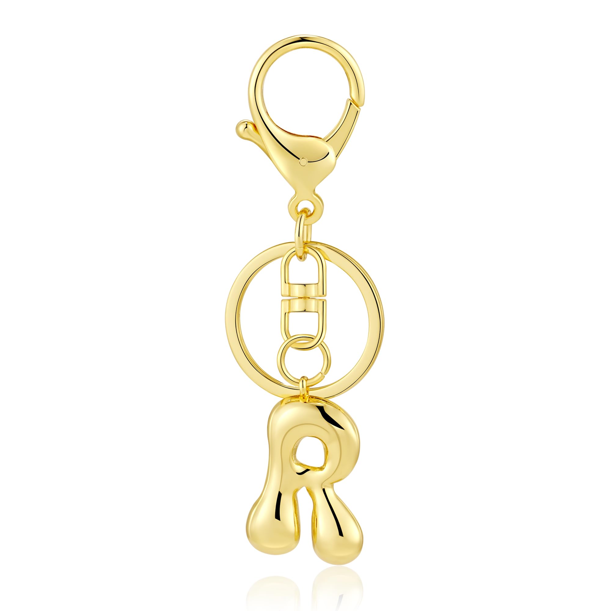 Kainier Gold Bubble Initial Keychain for Women Bag Charm Purse Key Alphabet Handbags Pendant Accessories Gift