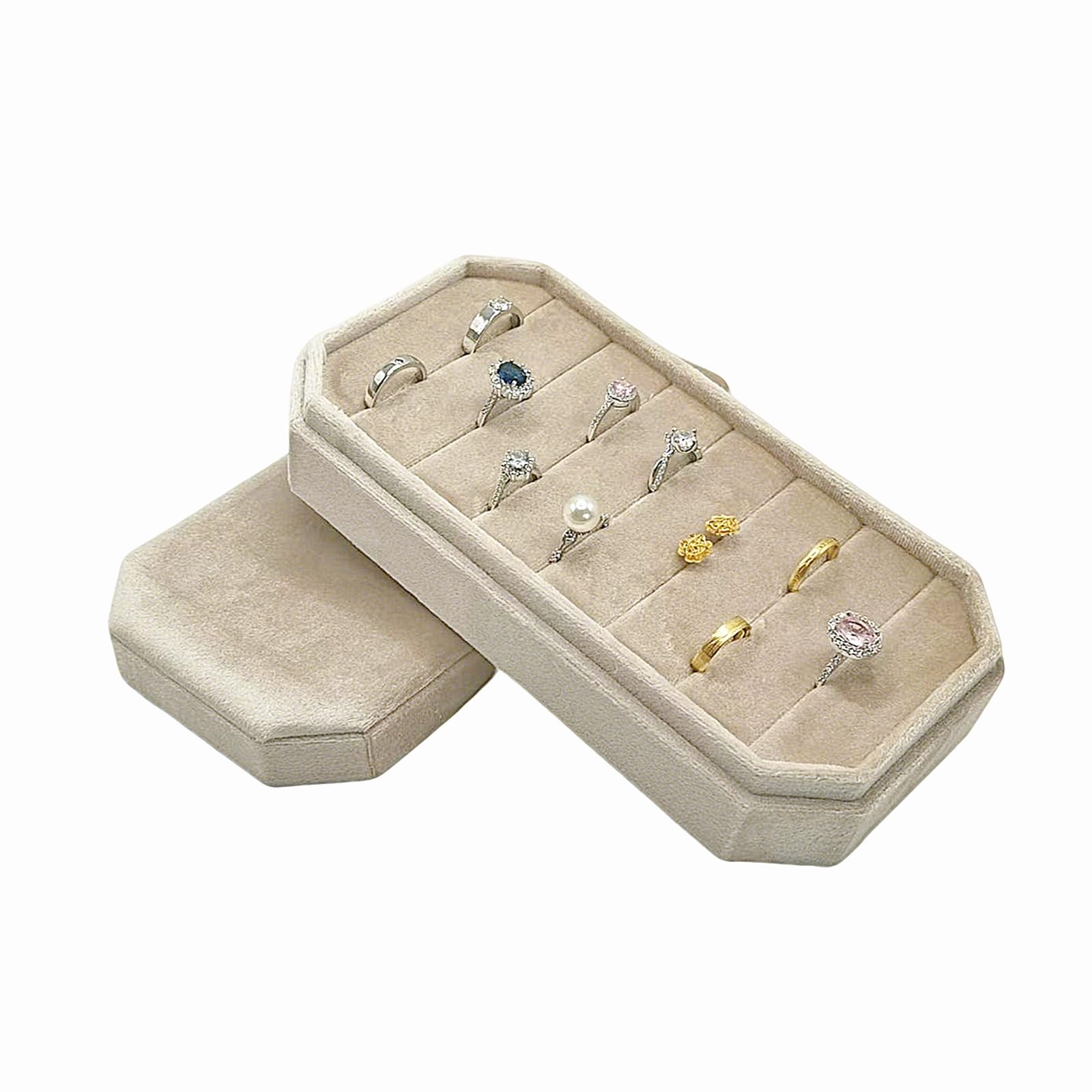 Velvet Ring Organizer Box - Ring Jewelry Box for Rings Earring Jewelry Tray Rings holder Display Case for