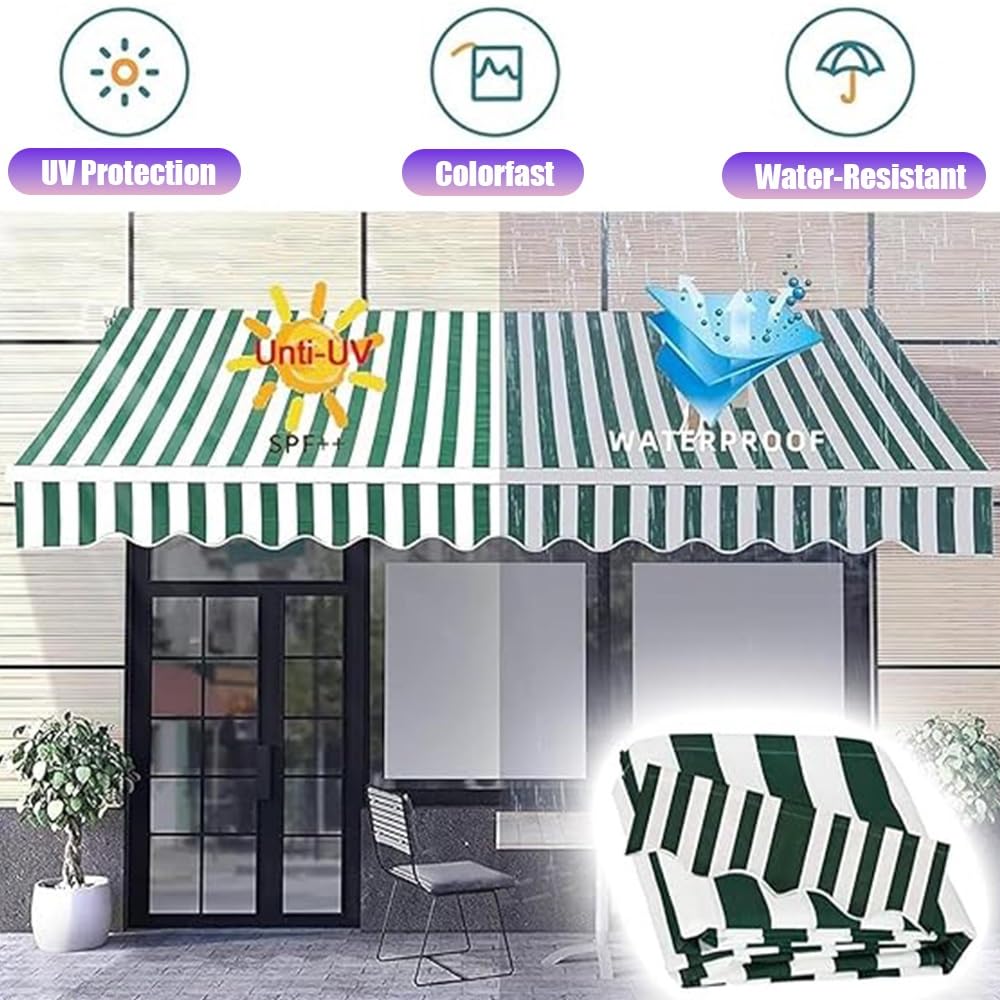 Tissu De Rechange pour Store Banne De Jardin, 3x2m 3.5x2.5m 5x3.0m Toile D'Auvent Rétractable De Remplacement, Couverture De Store Banne Imperméable(Blue,3.5x2.5m/11.5x8ft)