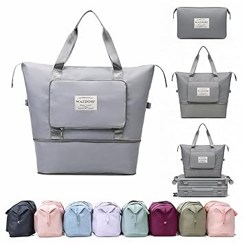 Large Capacity Travelling Bag for Women/Convertible Travel Luggage/Duffle Bags/Foldable-Expandable Handbags/Waterproof Travel Companion Luggage Bag (Grey)