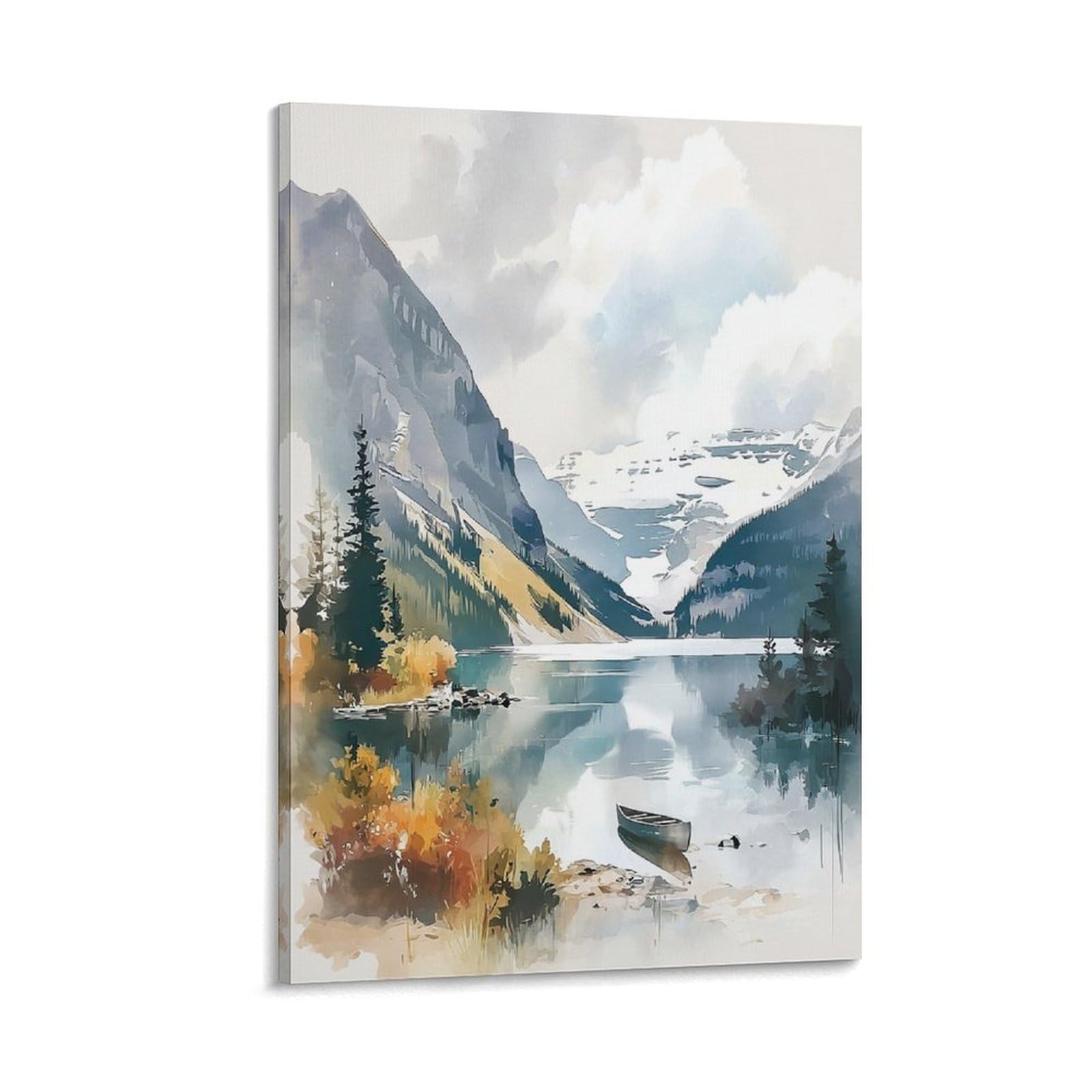 XWYMXZ Lake Louise Minimalist 20x30inch(50x75cm) Vintage Travel Poster Watercolor Canvas Art