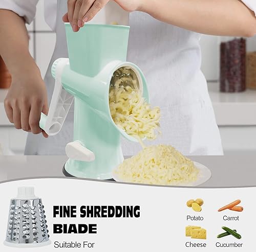 Miniatura 5 de Rallador de queso multifunción rotativo con manivela de mano  Trituradora de queso Triturar sin esfuerzo, rebanar, picar. Aplicable a queso,