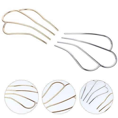 Miniatura 7 de BESTOYARD 2 Uds en forma de U horquilla lateral horquilla estilo horquilla 4 puntas de pelo updo moño horquilla palillos de aleación pinzas para el