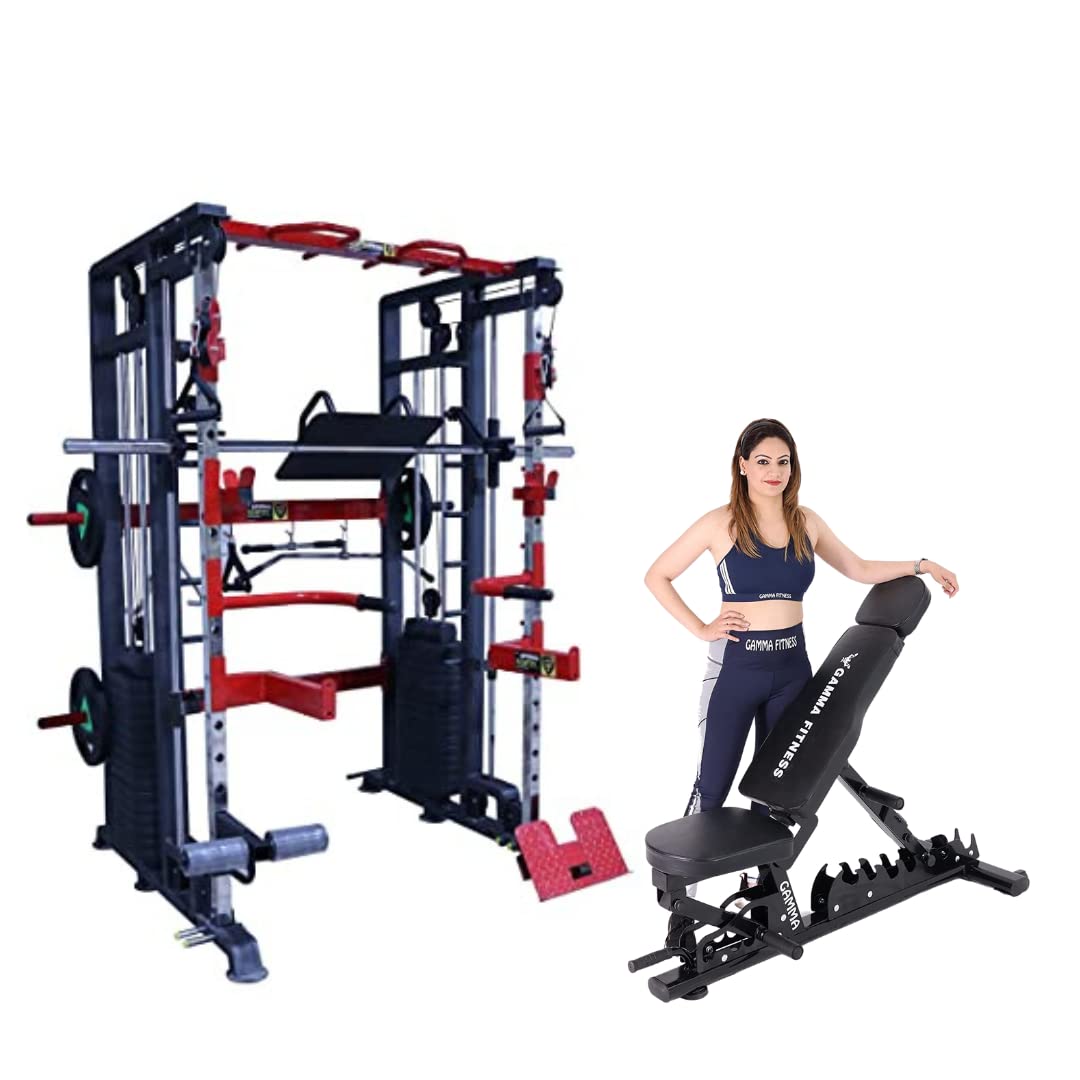 GAMMA FITNESS FTS- 101 Multi Gym Fuctional Trainer with Adjutable Exercise Gym Bench MB-900| for Commercial Gym or Home Gym Setup|-image-11