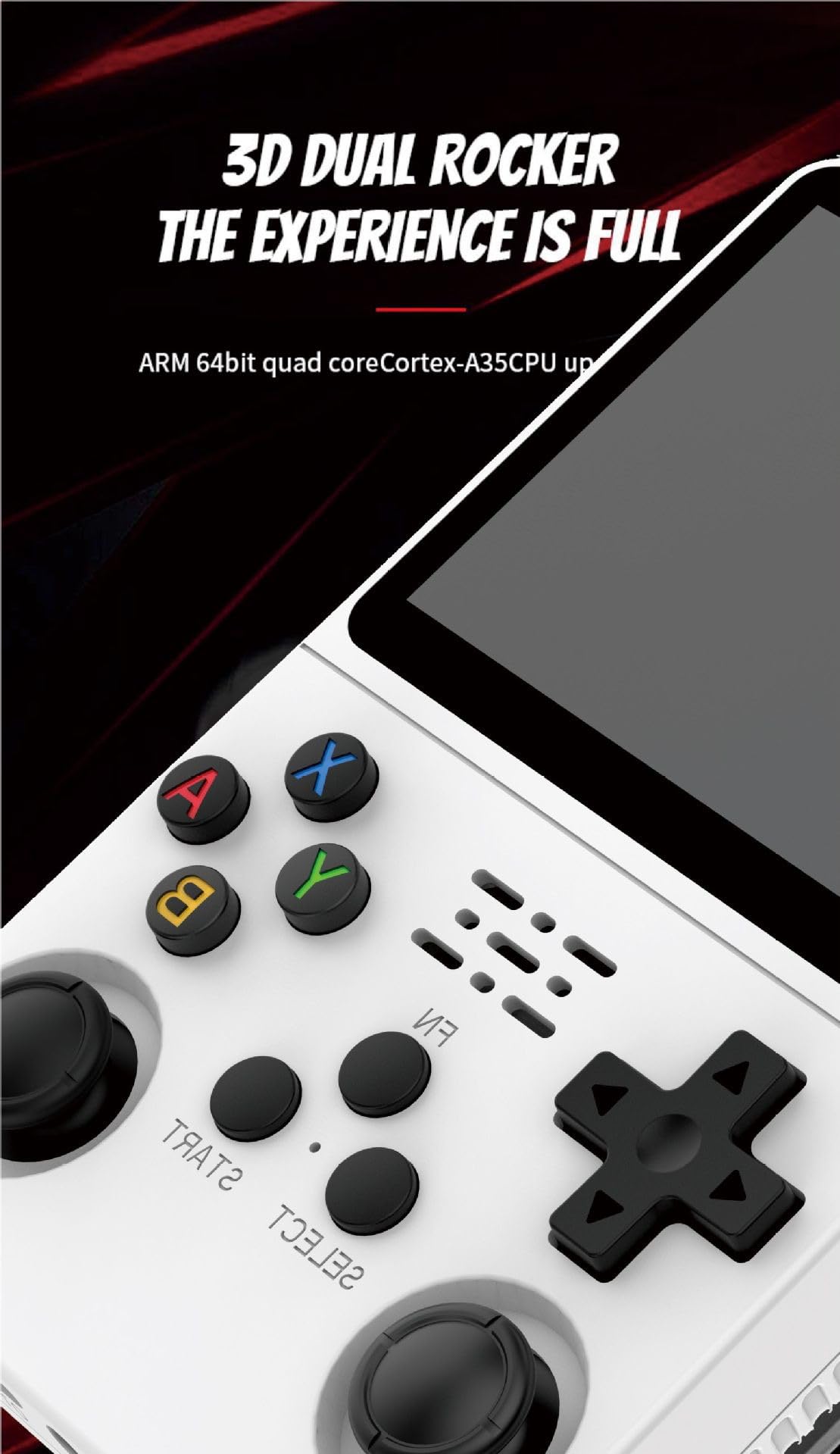 Console di gioco portatile retrò R36S - Versione aggiornata da 64 GB con 10.000 giochi integrati, schermo a colori da 3,5 pollici, connettività Wi-Fi (bianco)