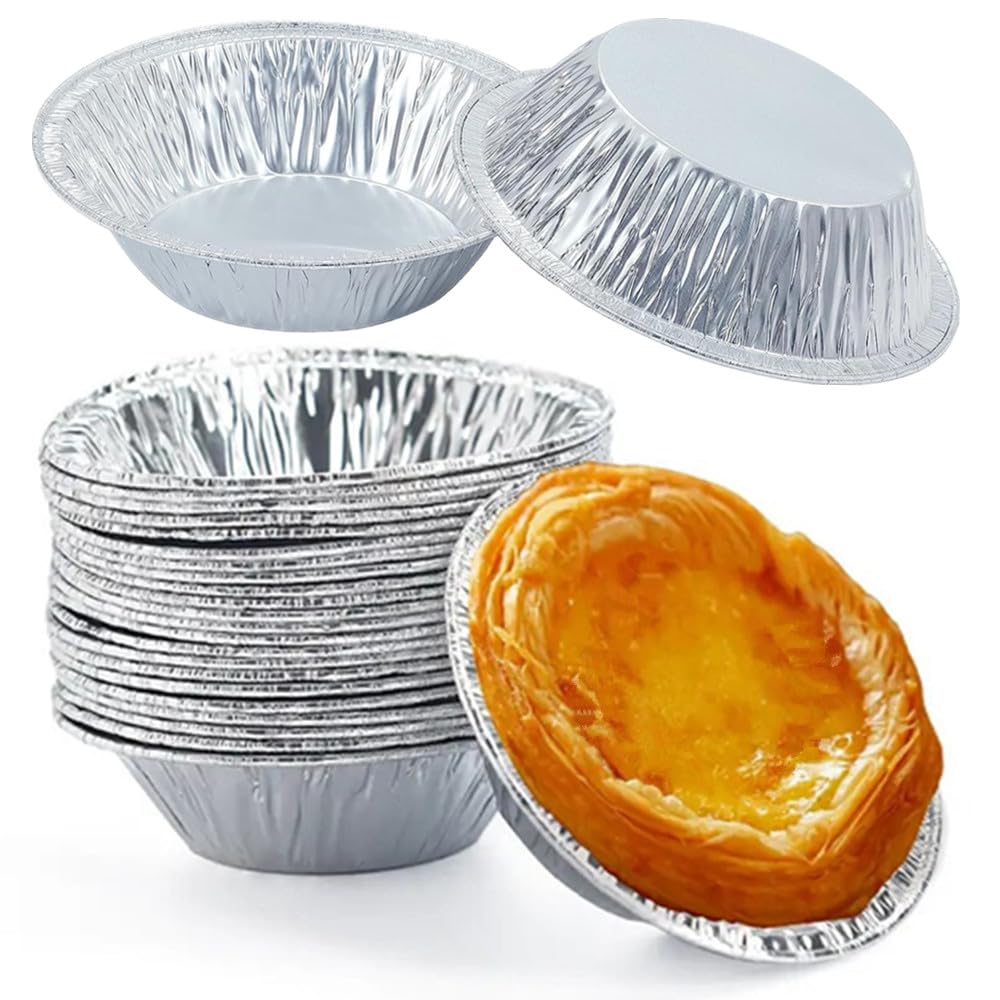 120 stampi per torte in pellicola, teglie rotonde in alluminio da 5 pollici, stampi per dolci in pellicola di alluminio, piccole pentole per friggitrici ad aria, cottura, cucina, cupcake