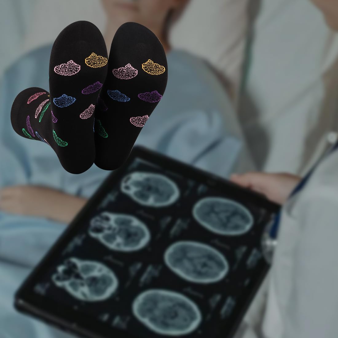 G2TUP 2 Pair Neuroscience Gift Brain Socks Neuroscience Themed Gift Neuroscientist Science Socks Neurology Nurse gift