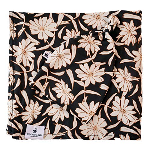 Image of BUNGALOW BABY Bamboo Swaddle + Hat Set | Premium Bamboo Viscose | Newborn Essentials | Extra Soft, Lightweight & Stretchy | 44x44' | (Wildflower/Peat)