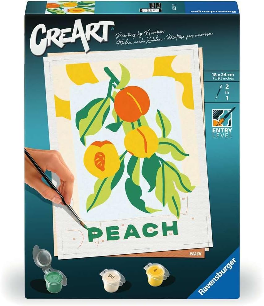Ravensburger CreArt - Malen nach Zahlen 25517 - Pfirsiche - ab 12 Jahren für Einsteiger