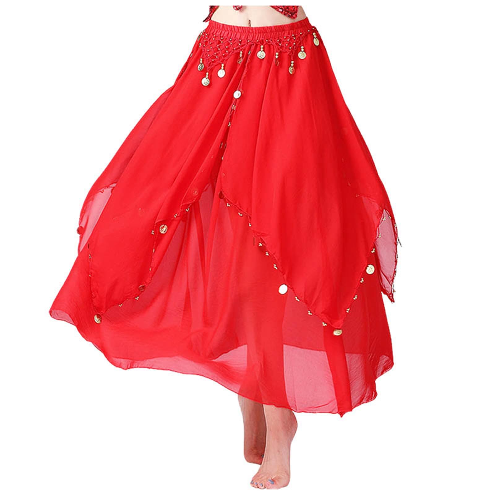 Elegant Chiffon Performance Skirt for Women Flowing A-Line Stage Belly Dance Costume and Indian Dancewear Carnival Dresses Mini Party Outfits Glittery UK Fancy Adults