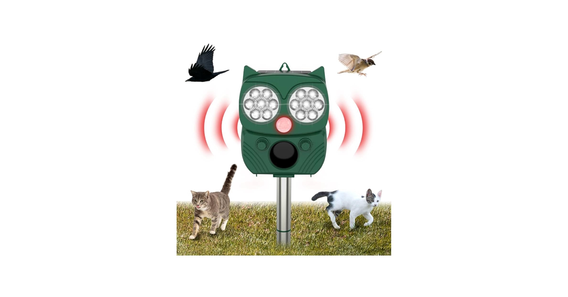 Amazon | SUGGEST 動物撃退器 ふくろう型 IP66 防水 USB充電