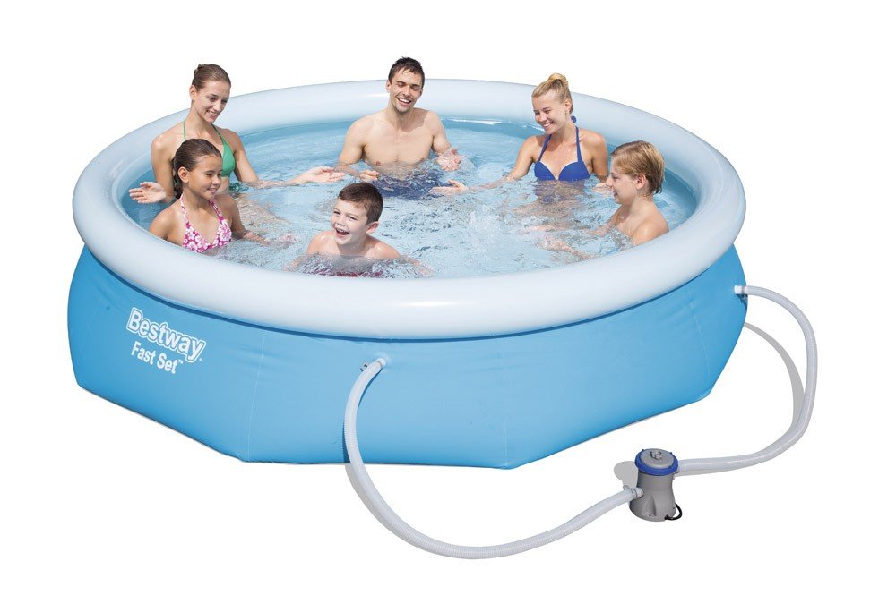 Bestway - Piscine Gonflable Hors Sol Ronde Fast Set diamètre 305 cm Hauteur 76 cm avec Pompe de Filtration