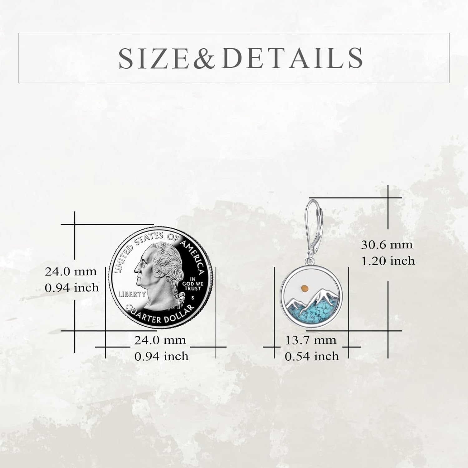 YFN Turquoise Mountain Earrings Sterling Silver Mustard Seed Drop Earrings Mountain Jewelry Gift for Skiers, Hikers, Campers, Climbers and Nature Lovers - Image 5