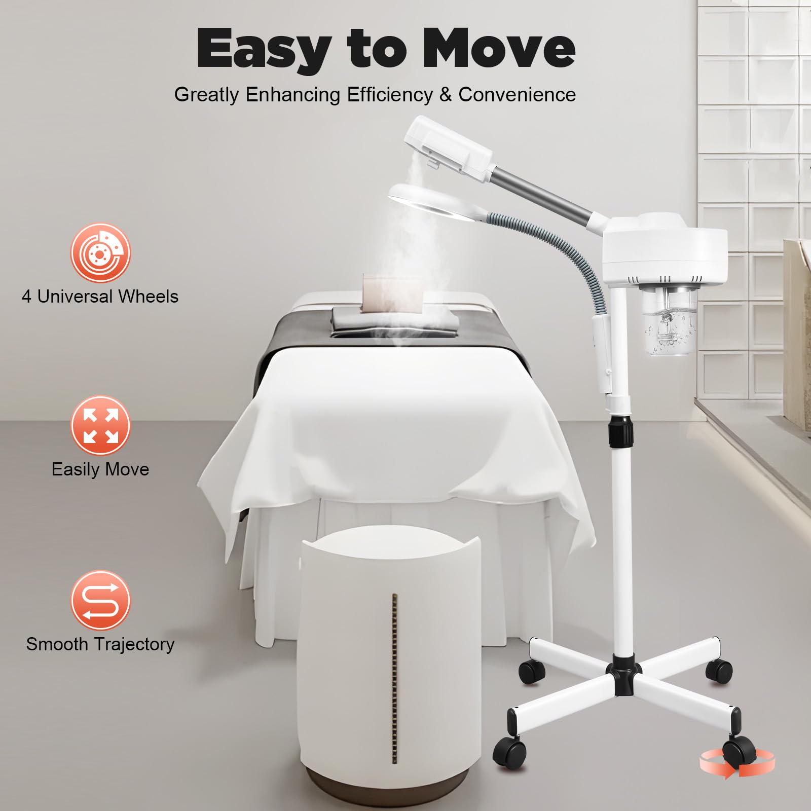 Gesichtsdampfer Professioneller 2 in 1 Bedampfer Kosmetik Facial Steamer mit 5 Fache LED Lupenleuchte Gesichtsdampfgerät für Salon oder Zuhause (800W)