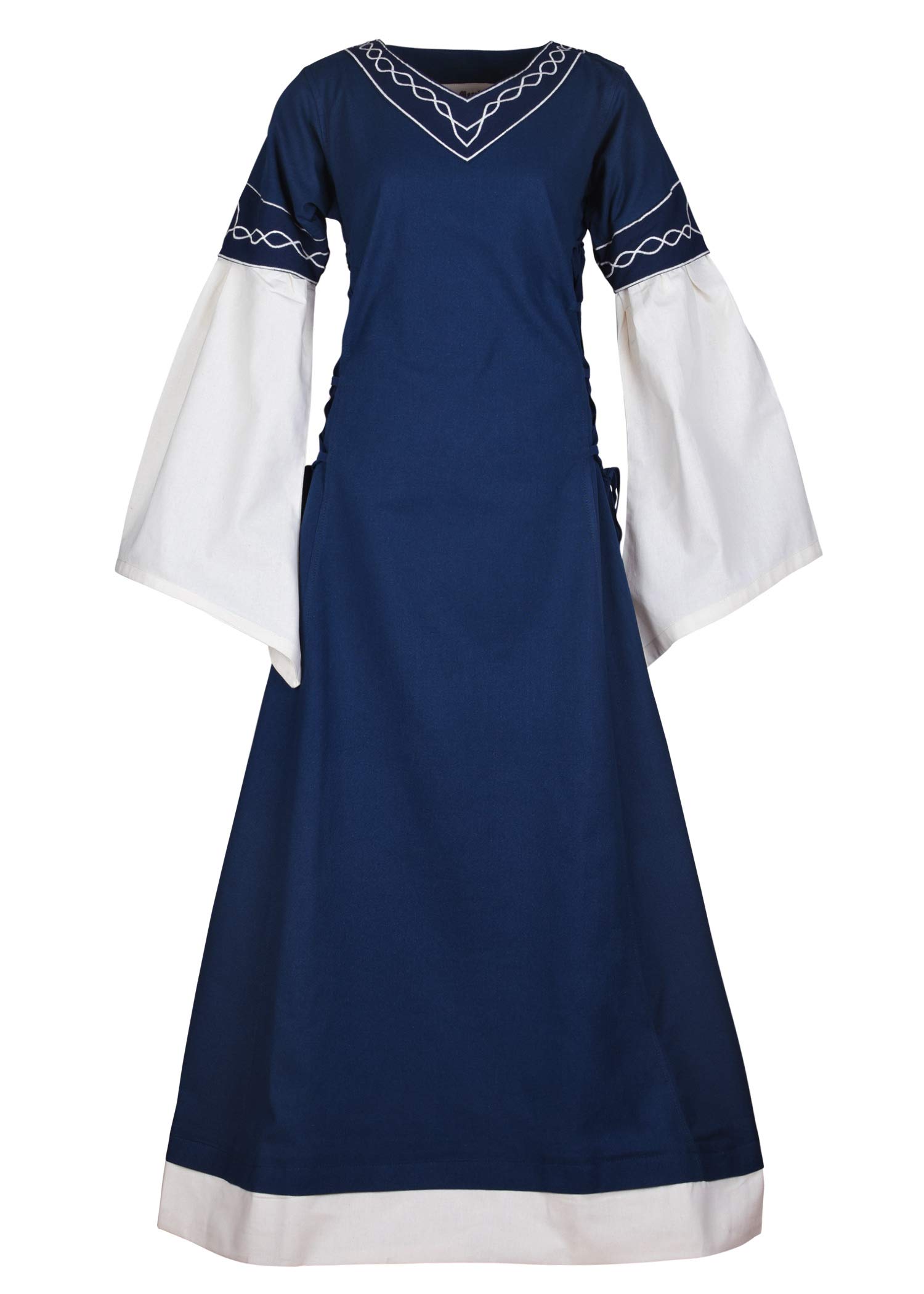 Battle-Merchant Alvina - Abito Medievale Lungo da Donna - Maniche Lunghe - Cotone - Ideale Come Costume Vichingo o di Carnevale