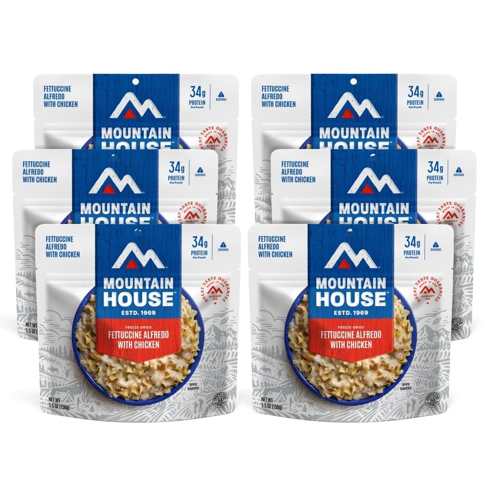 Best by 05/2055 Mountain House Fettuccine Alfredo with Chicken | Freeze Dried Backpacking & Camping Food | 6-Pack 6-pack FOOD