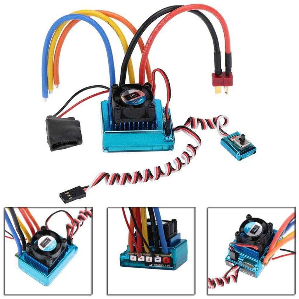 Controlador Electrónico de Velocidad (ESC) Sin Escobillas RC 120A para Coches de Carretera a Escala 1:10