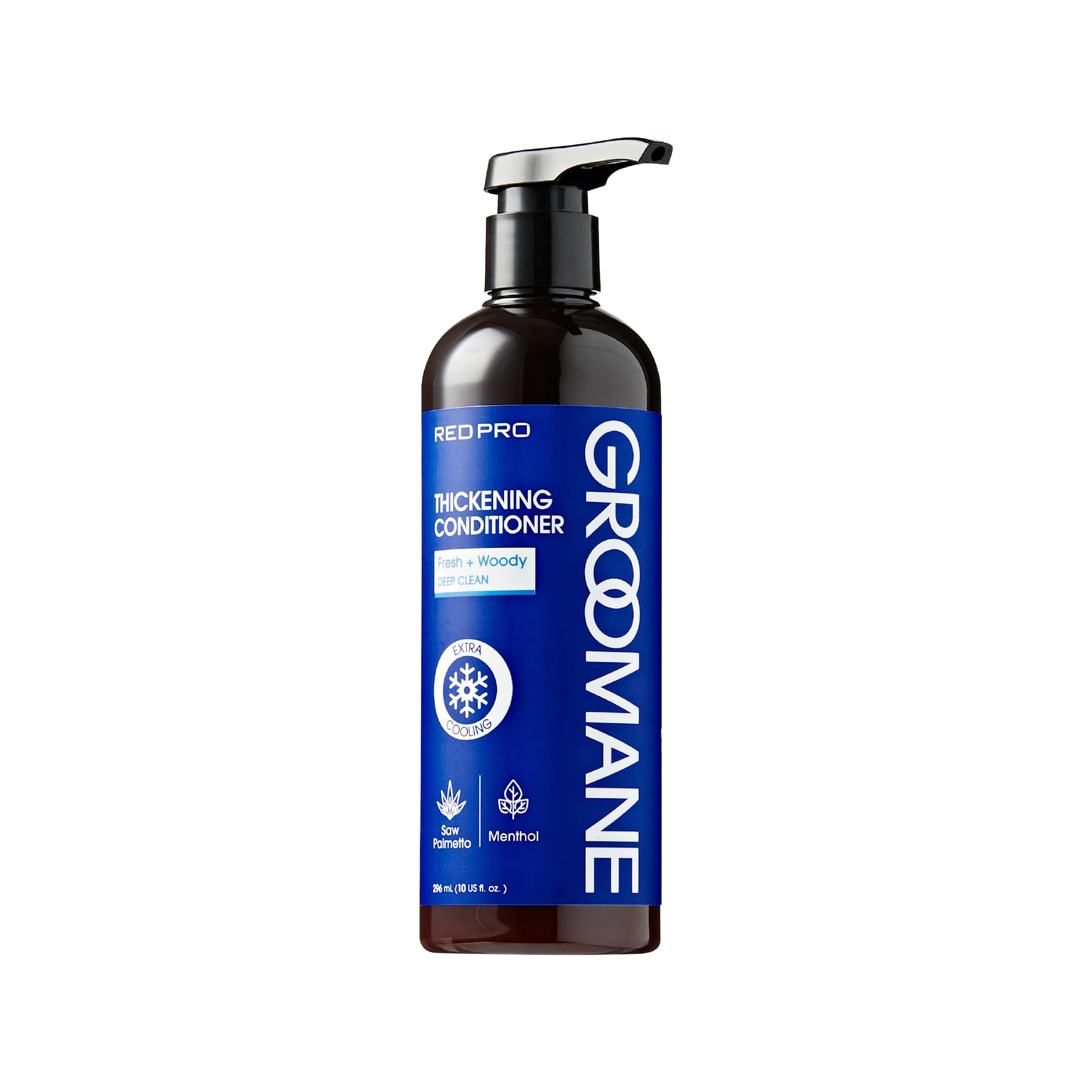 RED Pro GROOMANE Men Hair Conditioner with Biotin & Caffeine, Thickening, Anti-Hair-Loss Care, Moisturizes Scalp, Strengthen, Menthol Cooling, Sulfate- & Paraben-Free, Fuller-Looking Hair 10 Fl.oz