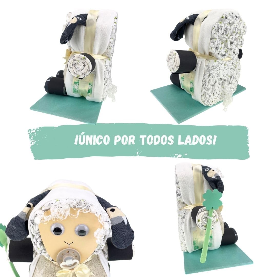 myBambini ® pastel de pañales oveja neutro menta - regalos de nacimiento - regalo para el bebé - regalo de bautizo - idea de regalo - comprar pastel ahora...