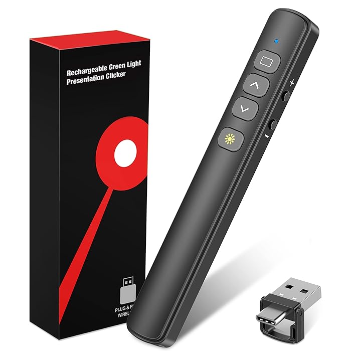 Buy USB C Presentation Clicker with Red Laser Pointer, 2 in 1 USB/USB C