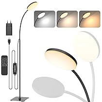 Mojimdo Lampada da Terra con Telecomando, Lampada da Lettura LED Slim a Piedi, Luce a Collo d’Oca Flessibile Regolabile Dimmerabile per Camera da Letto, Ufficio, Soggiorno per Bambini