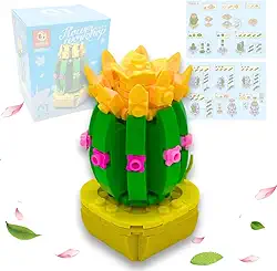 Conjunto de Blocos de Montar Flor Decorativa 129 Peças – Brinquedo Educativo de Construção Criativa com Peças Compatíveis, Design Floral e Cores Vibrantes (Hi-Hwa-Yu)