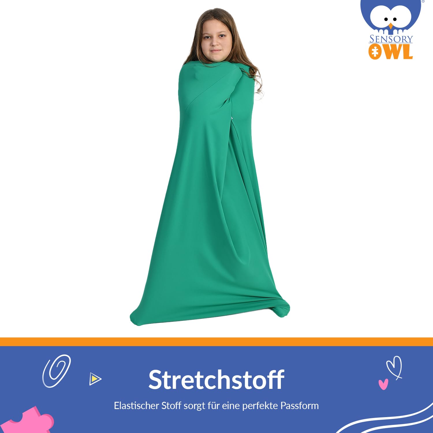 Ganzkörpersocke Sensorisch Kinder und Erwachsene Ganzkörperwickel Stressabbau Autismus ADHD Hilfsmittel XXL 175 cm Grün - 3