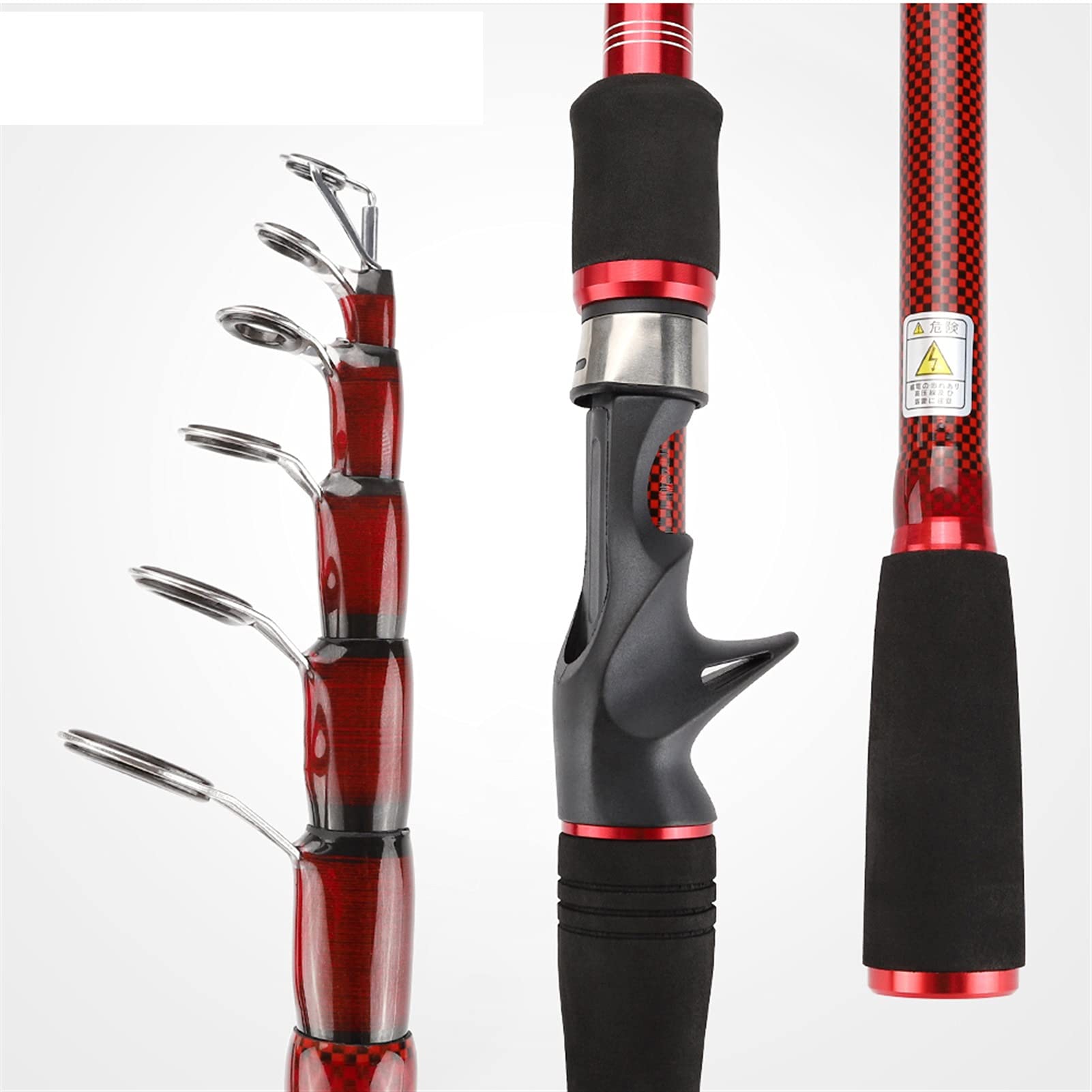 caihuashopping Profesjonalna wędka węglowa wędka teleskopowa spinning drążek podlewania wykrojnik drążek przynętowy do Saltwater Fishing Travel Rod wędkowanie (długość: spinning 2,7 m)
