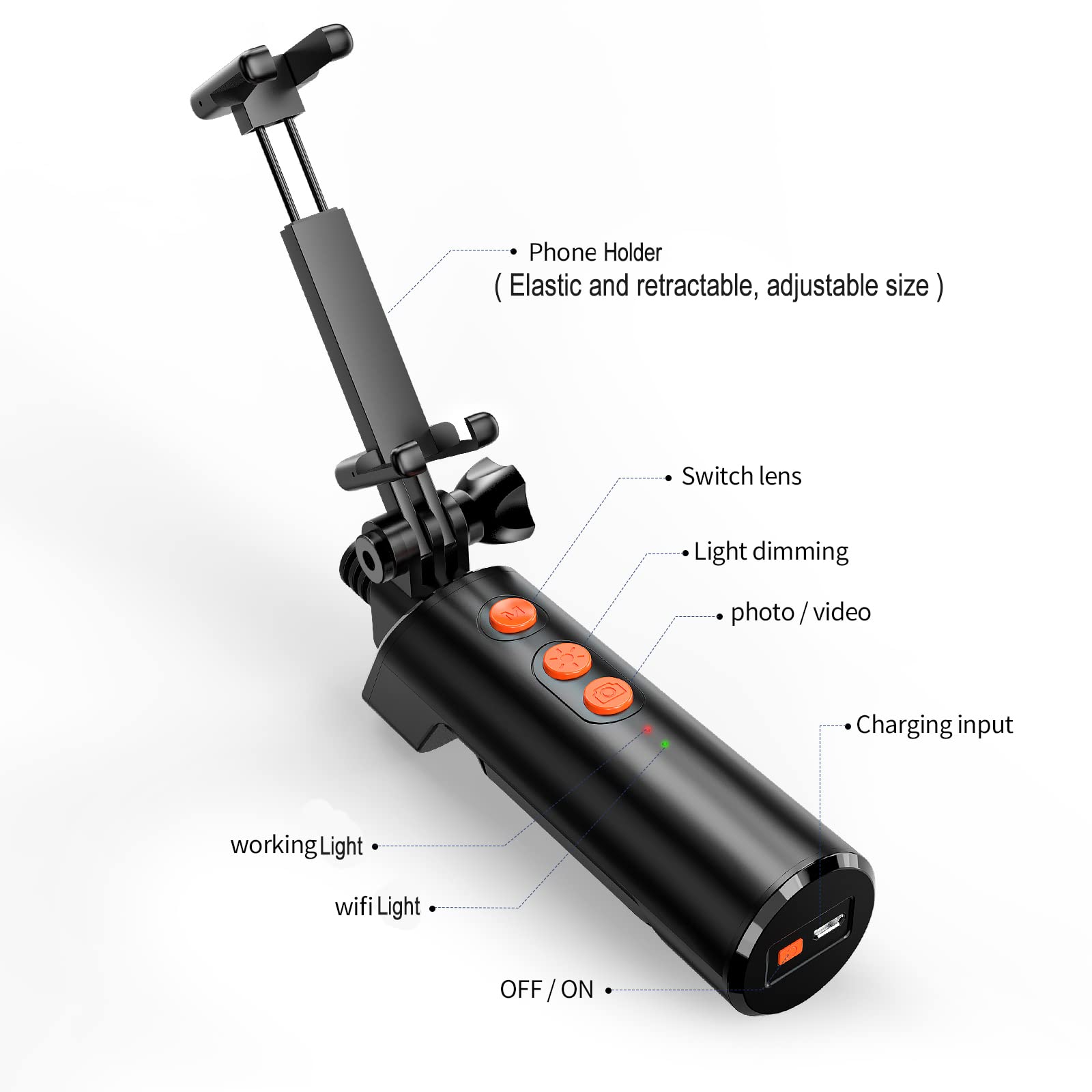 Cámara endoscópica WiFi, 5,5 mm, 1080P, HD, cámara de inspección de doble lente, cámara tubular con luz para iPhone, teléfono Android (2 m)