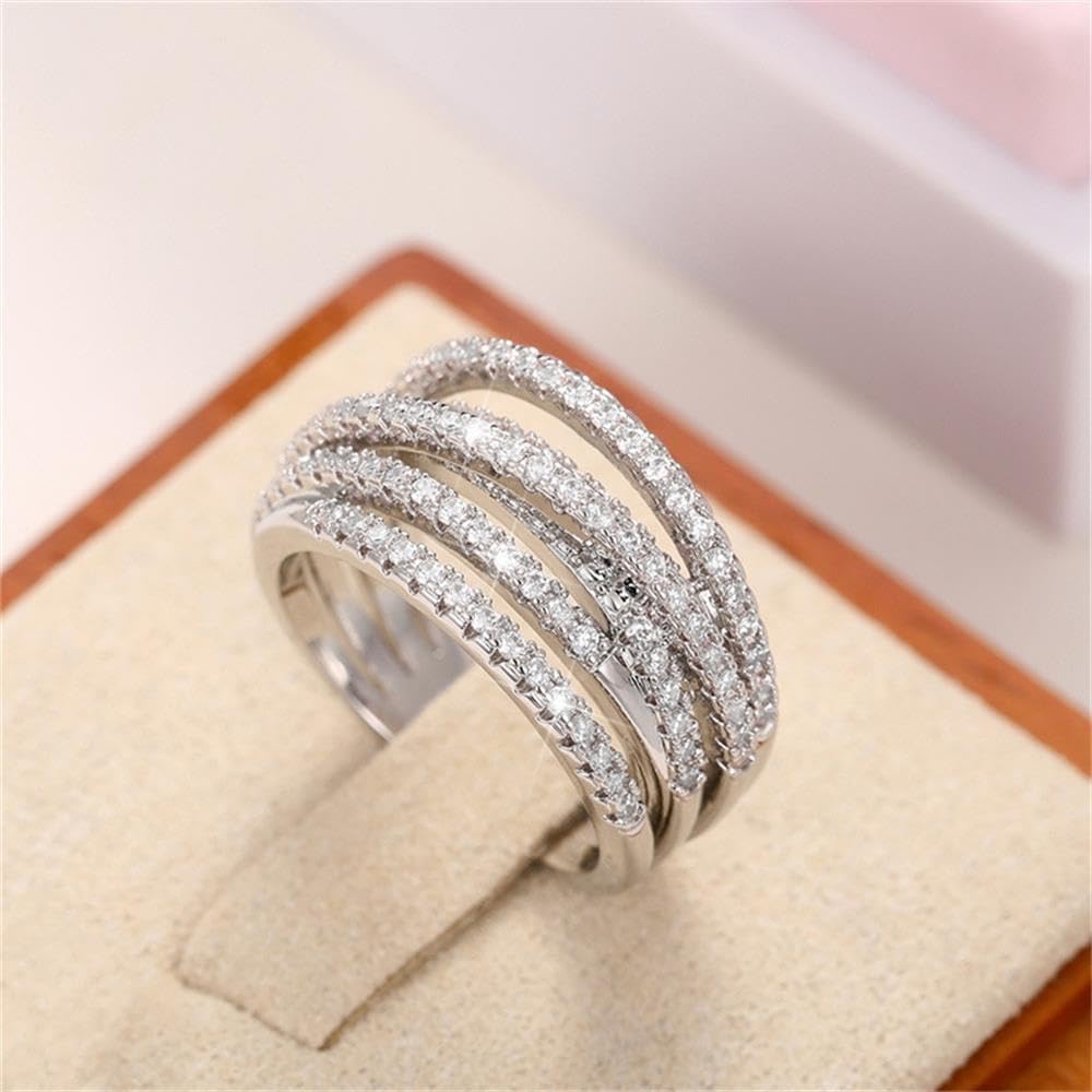 RKKOJJO 925 Sterling Silver Cubic Zirconia Ring Diamond Ring Engagement Ring Wedding Band Rings for Women - Image 7