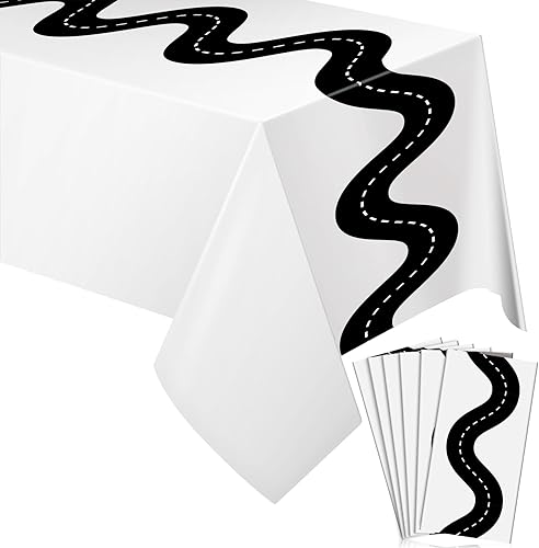 Miniatura 12 de Irenare 3 piezas de manteles de carreras para autos, suministros de fiesta de cumpleaños de autos, 54 x 108 pulgadas, manteles desechables