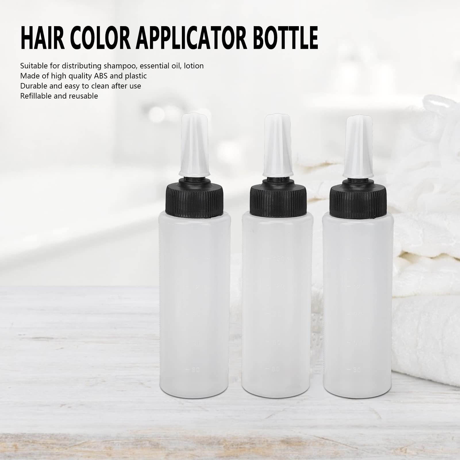 3pcs Hair Color Shampoo Applicator Bottle Refillable Hair Salon Squeeze Bottle with Cover Refillable Container for Salon and Home Use - Image 3